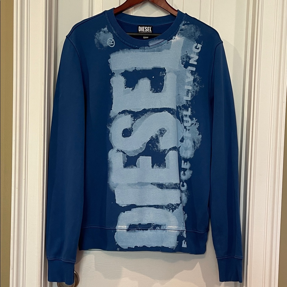 Diesel Bold Graphic Blue Crewneck Sweater